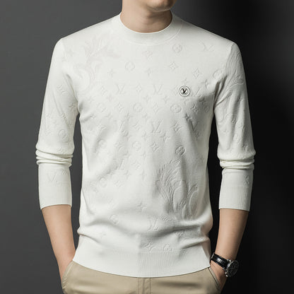 New Korean Style Men’s Slim Fit Round Neck Wool Sweater