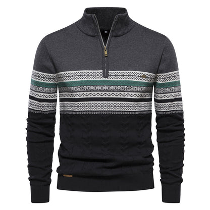 New Trendy Stand Collar Men's Sweater Half-Zip Knit Premium Versatile Men's Wear
