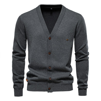 2025New Fall & Winter Men’s Cardigan Sweater - High-Quality Business Casual Solid Color Knitwear