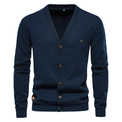 2025New Fall & Winter Men’s Cardigan Sweater - High-Quality Business Casual Solid Color Knitwear