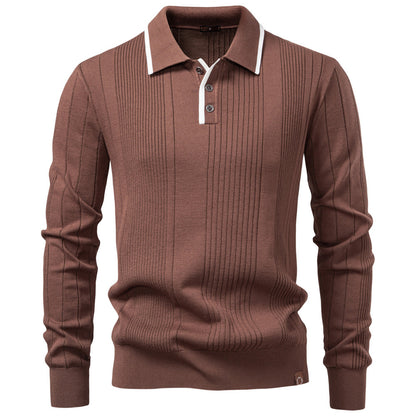 New Polo Collar Semi-Zip Men’s Sweater – High-Quality Knitwear