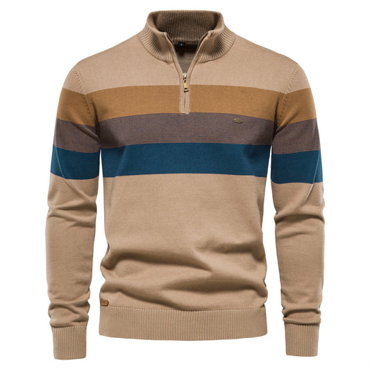 New Men's Open-Chest Stand Collar Sweater Pullover Knitted Sweater