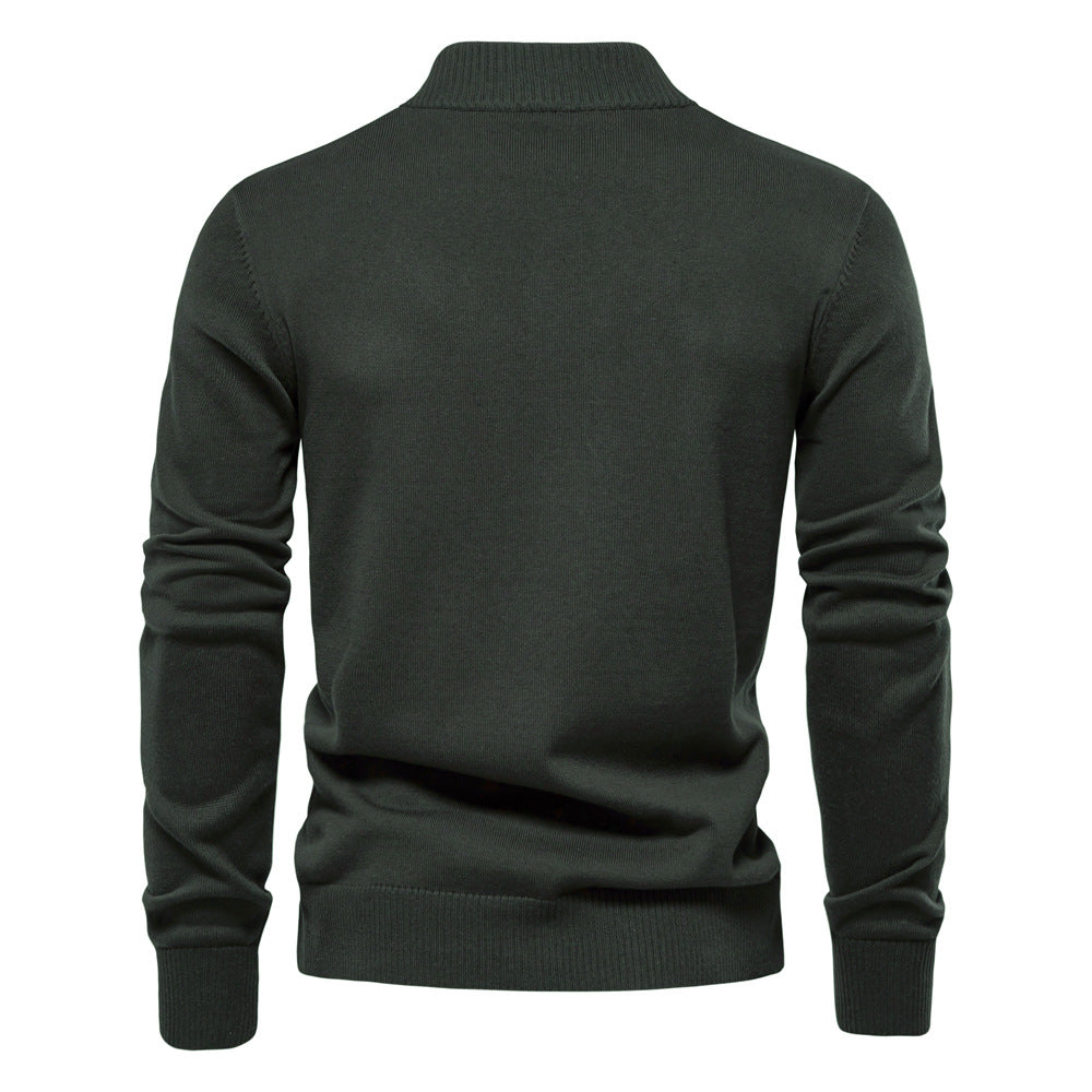 2025 Fall & Winter Men’s Solid Color Cardigan - High-Quality Knit Sweater for Business & Casual Wear