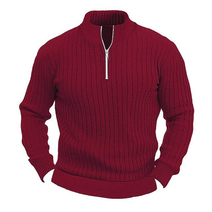 New Men's Knitted Sweater Jacket Solid Color Ribbed Thickened Pullover
