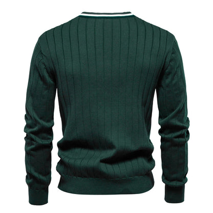 2025 Fall & Winter Men’s V-Neck Cardigan - Trendy Color-Blocked Long Sleeve Knit Sweater