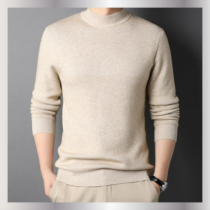 New Men's Solid Color Semi-Turtleneck Slim Fit Sweater for Spring/Autumn – Youth Base Layer Wool Sweater Men's Clothing
