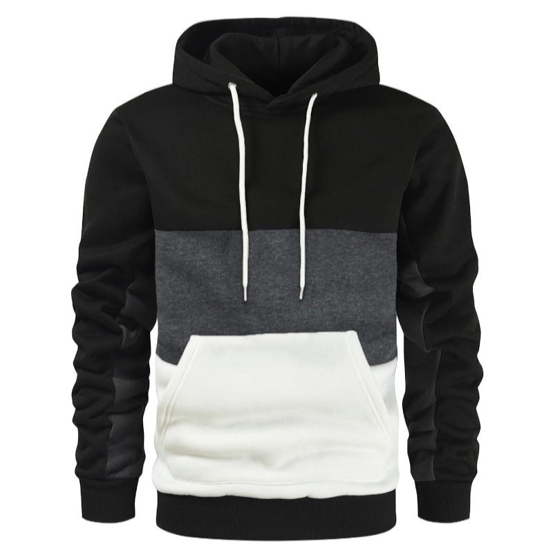 New Men's Color-Block Hoodie Trendy Zip-Up Streetwear