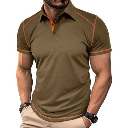 New Summer Men's Wear Short Sleeve Polo Shirt Men's Color-Block Turn-Down Collar Polo Shirt Men
