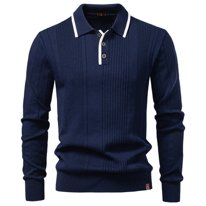New Polo Collar Semi-Zip Men’s Sweater – High-Quality Knitwear