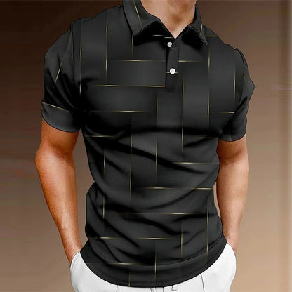 New Pullover Polo Shirt Button Solid Color Short Sleeve Fashion Retro Commute Men's Short Sleeve
