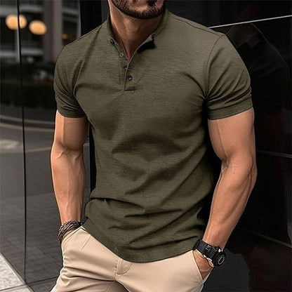 Ins Men's Casual Polo Shirt Summer New Men's Wear Button Henley Polo Short Sleeve