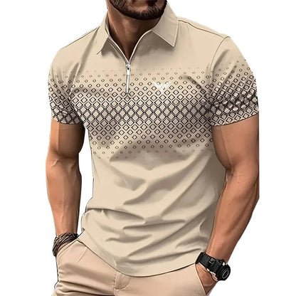Casual Sport 3D Polo Turn-Down Collar Business Casual Men's Print Men's Wear Summer Short Sleeve Shirt Polo