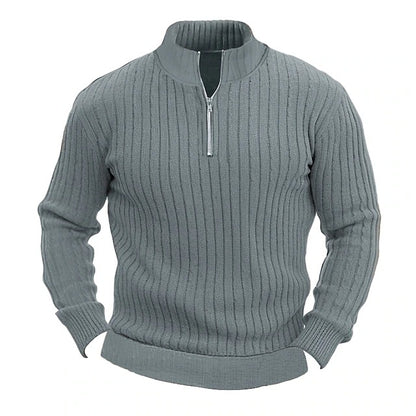 New Men's Knitted Sweater Jacket Solid Color Ribbed Thickened Pullover