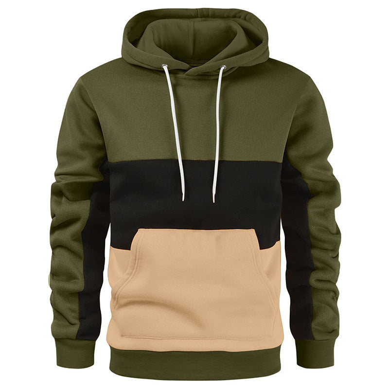 New Men's Color-Block Hoodie Trendy Zip-Up Streetwear