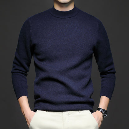 New Men's Autumn Solid Color Semi-Turtleneck Slim Fit Sweater – Youth Base Layer Knitwear Men's Clothing