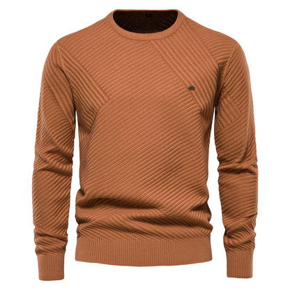 New Men's High Neck Pullover Solid Color Knit Sweater Business Casual Top
