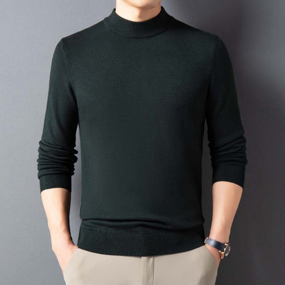 Semi-Turtleneck Thickened Knit Sweater for Winter – Warm Solid Color Men's Pullover Wool Sweater