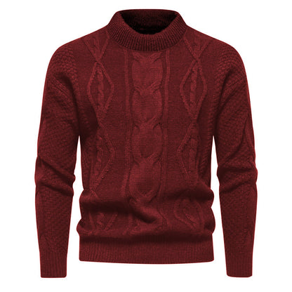 New Retro American Style Men’s Round Neck Knit Sweater
