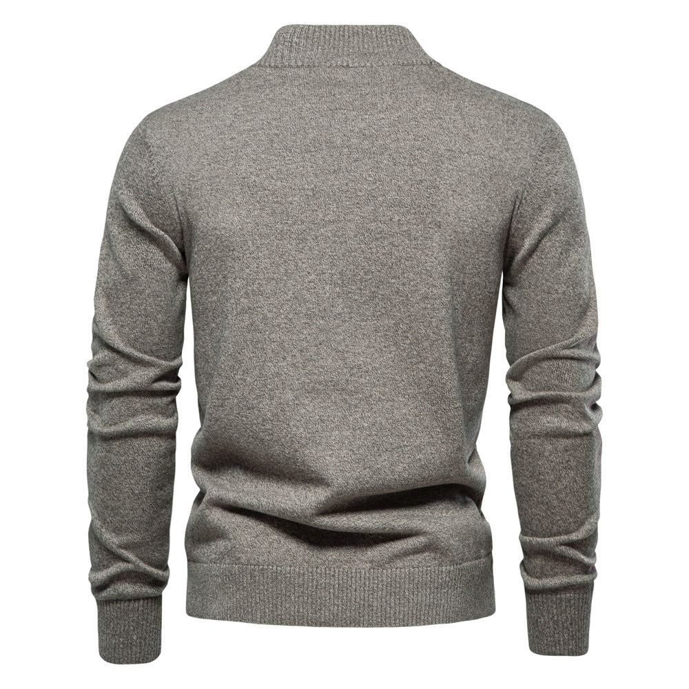 2025 Fall & Winter Men’s Solid Color Cardigan - High-Quality Knit Sweater for Business & Casual Wear