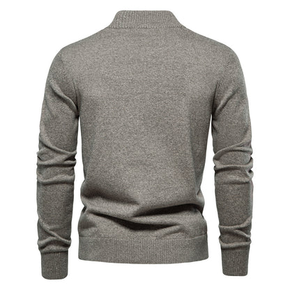 2025 Fall & Winter Men’s Solid Color Cardigan - High-Quality Knit Sweater for Business & Casual Wear