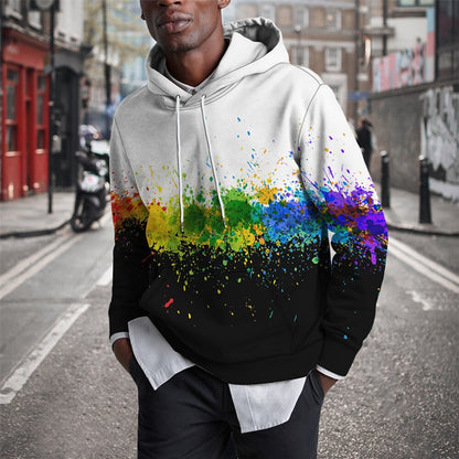 Plus-Size Men's Rainbow Graffiti 3D Print Hoodie Streetwear