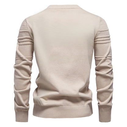 New Men’s Round Neck Pullover – High-Quality Solid Color Sweater