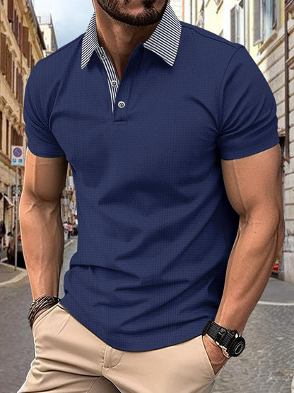 Spring Summer New Men's Wear Men's Polo Shirt Print Short Sleeve Button Turn-Down Collar T-Shirt Casual Top