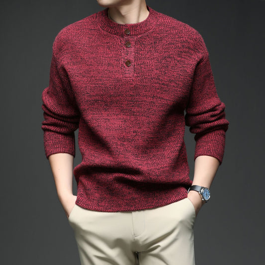 Lazy Style Men's Sweater, Korean Blended Chunky Round Neck Thick Knit Sweater (Wholesale)