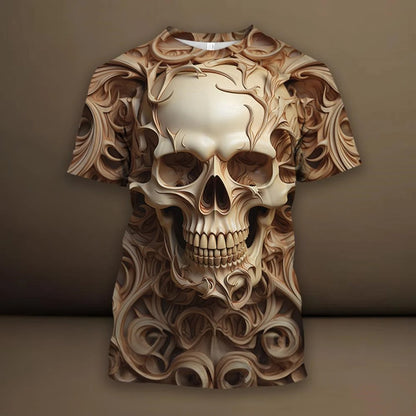 Spider Skull 3D Digital Print Vintage Men's Short-Sleeve T-Shirt