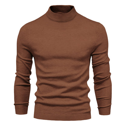 2025 Men’s Thick & Warm Sweater - Slim Fit Mid-Neck Knit Pullover in Multiple Colors