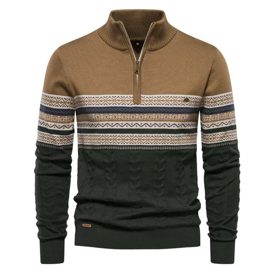New Trendy Stand Collar Men's Sweater Half-Zip Knit Premium Versatile Men's Wear