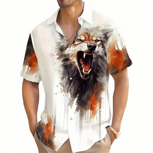 3D Digital Animal Print Men's Shirt Summer Hot-Selling Breathable Short Sleeve Hawaiian