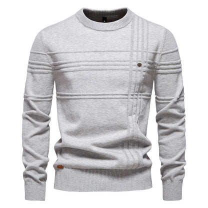 New Men’s Round Neck Pullover – High-Quality Solid Color Sweater