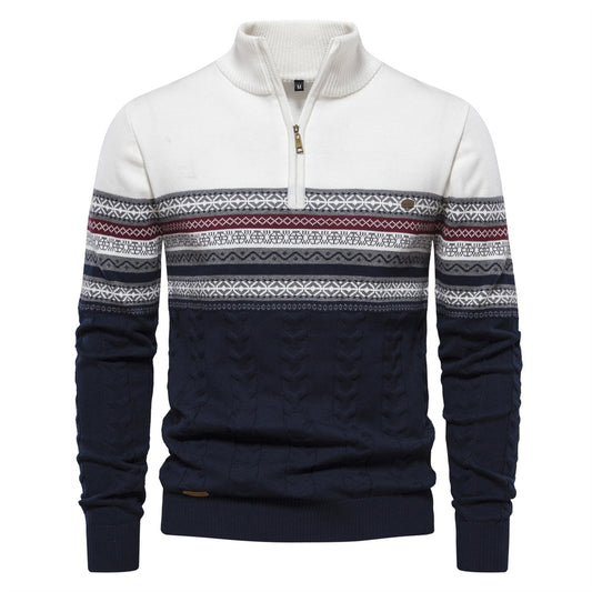 New Trendy Stand Collar Men's Sweater Half-Zip Knit Premium Versatile Men's Wear