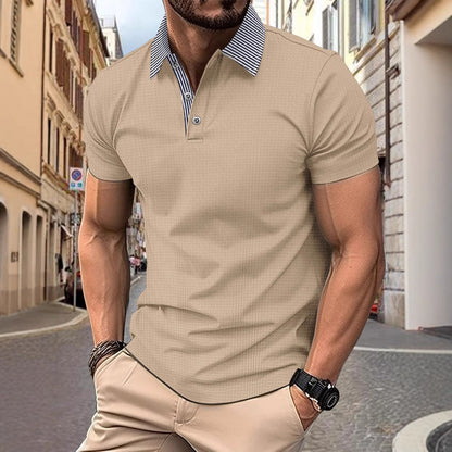 Spring Summer New Men's Wear Men's Polo Shirt Print Short Sleeve Button Turn-Down Collar T-Shirt Casual Top
