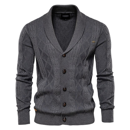 2025 Men’s V-Neck Cardigan Sweater - Trendy Thick Knit Pullover, Long Sleeve Cardigan Jacket for Men