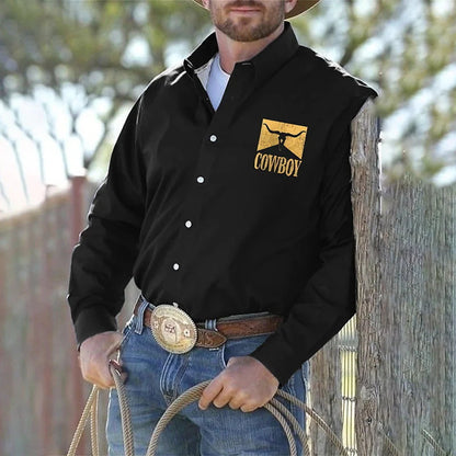 New Shirt 3D Pattern Digital Denim Print Long Sleeve Men's Open Front