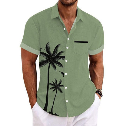 Short-sleeved Coconut Casual Beach Men's Shirt