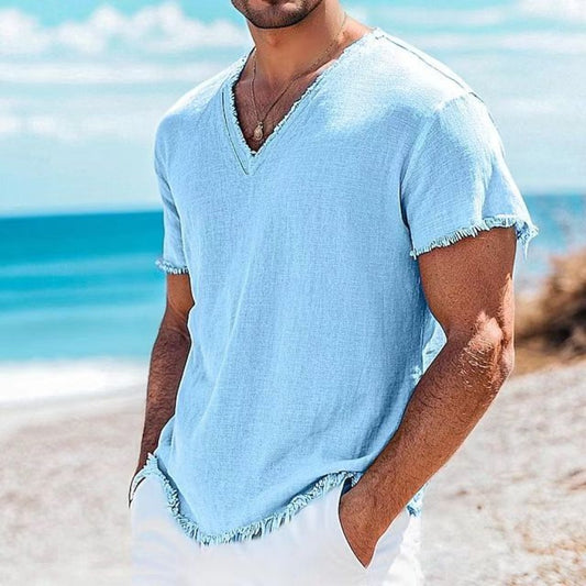 Summer Men's Linen Short-Sleeve T-Shirt