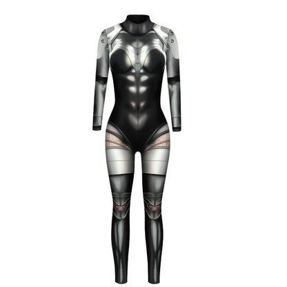 Skeleton-Themed 3D Digital Print Adult/Child Long-Sleeve Jumpsuit