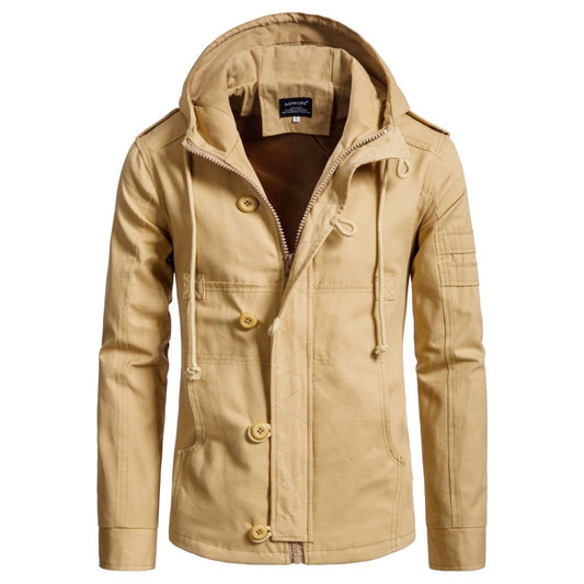 Euro-Size New Men's Hooded Zip-Up Casual Jacket