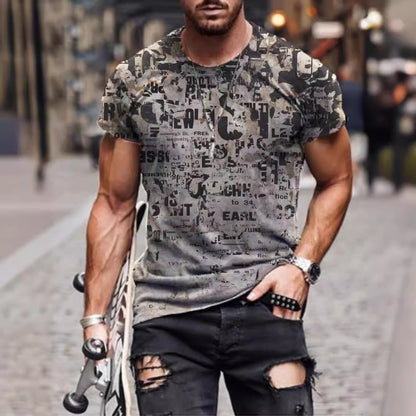 Streetwear Abstract Art Print Men's Casual Short-Sleeve T-Shirt