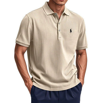 Summer New Men's Wear Casual Button Turn-Down Collar Polo Shirt Men White Black