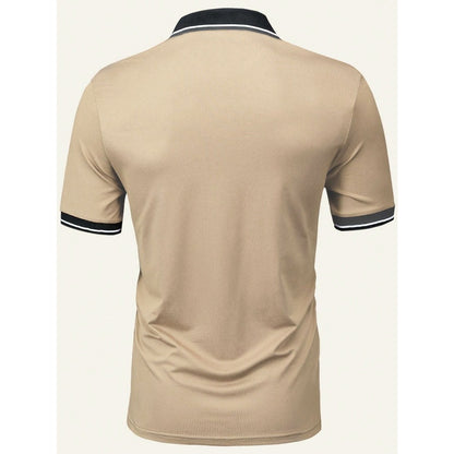 Summer New Men's T-Shirt Casual Button Short Sleeve Jacquard Collar Polo Shirt Business Turn-Down Collar Shirt