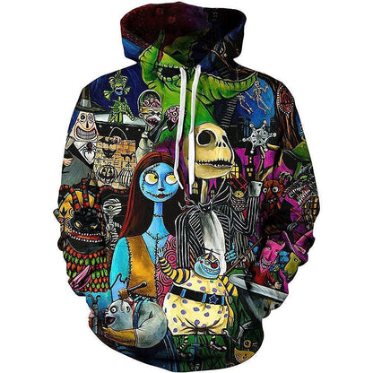 Retro Casual 3D Print Loose Drawstring Hoodie Men's Classic Pullover