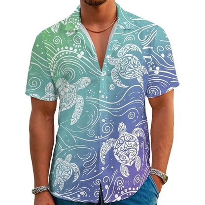 Fun Hawaiian Shirt Men's Vintage Button Short Sleeve Summer Beach Shirt Holiday Theme Party
