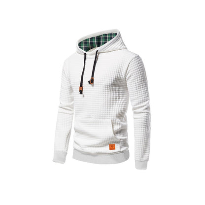 New Euro-Size Men's Plaid Hooded Pullover Hoodie