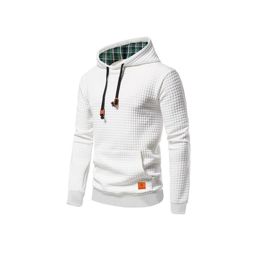 New Euro-Size Men's Plaid Hooded Pullover Hoodie