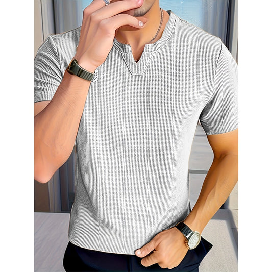 Waffle Knit Men's Summer Breathable Short-Sleeve Knit Shirt