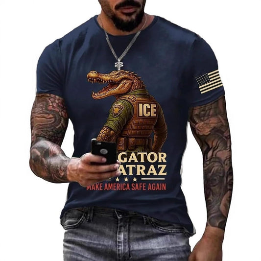 Summer Men's Loose Casual Round-Neck Printed T-Shirt